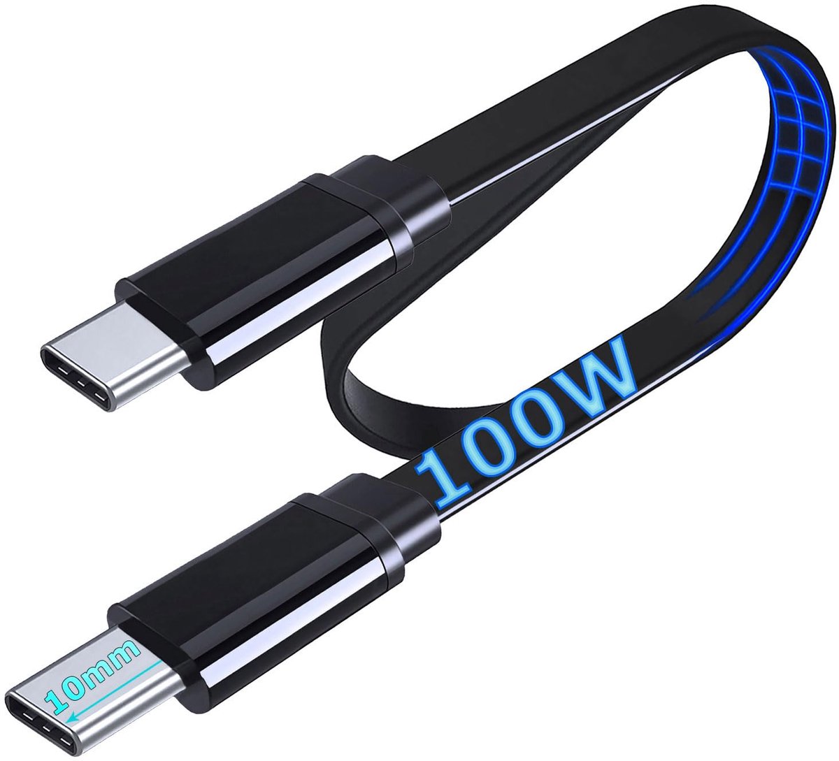 UNIDOPRO Platte USB-C naar USB-C 100 W snellaadkabel voor iPhone 16 Pro Max/15 Plus - Galaxy S24 S23 - Homevero