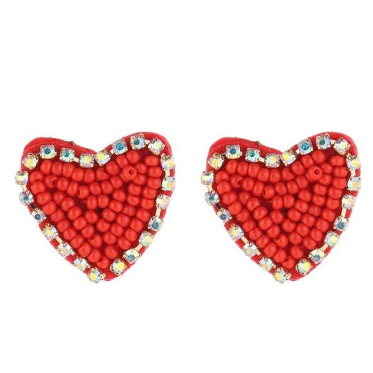 Michelle Bijou Oorbellen Beads Hart rood