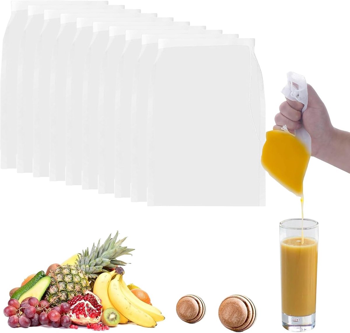 notenmelkzak 10 stuks Passeerdoek Herbruikbaar 20×30cm