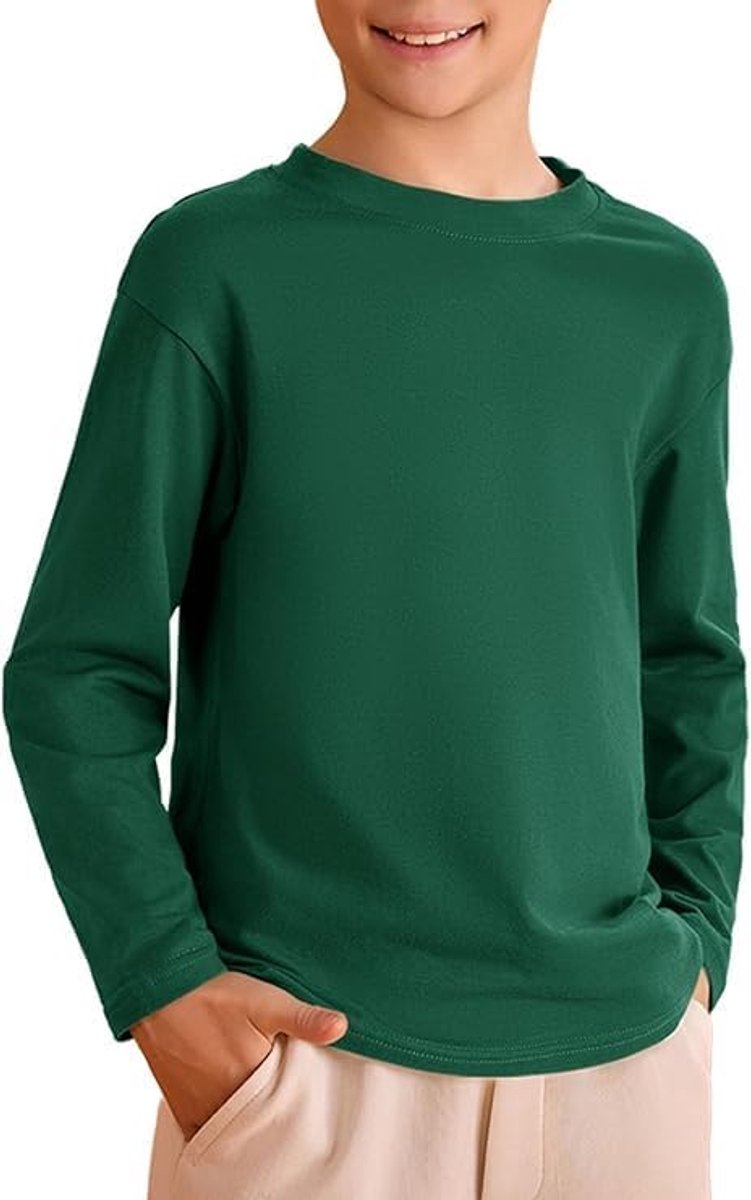Jongens T-shirt kinderen lange mouwen ronde hals bovenstuk effen basic shirt met lange mouwen vrije tijd sport tops