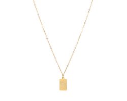 Amsterdam Canal Houses Engraved Tag Pendant Cable Chain Necklace – Grachten Huisjes Ketting – RVS - Goud