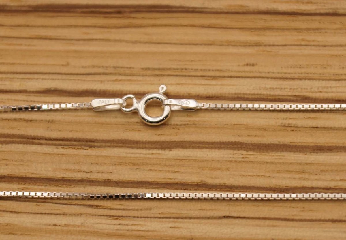 Sterling zilveren ketting zonder hanger rechte schakel lengte 65 cm, dikte 1 mm - 925 zilver ketting lengte 65 cm - halsketting zonder hanger voor dames en heren - zilveren ketting voor hangers - hals ketting voor zilveren hangers