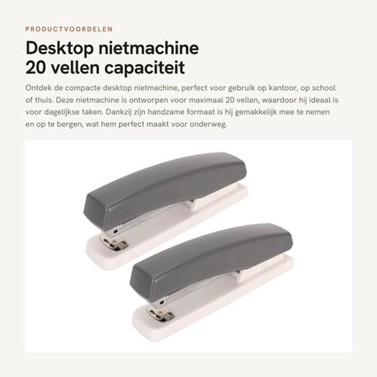 Nietmachine 20 Vellen Capaciteit - Compact/Draagbaar - Antislip - Ergonomisch Ontwerp - Premium Materialen - Voor Kantoor/School - Papierbevestiger