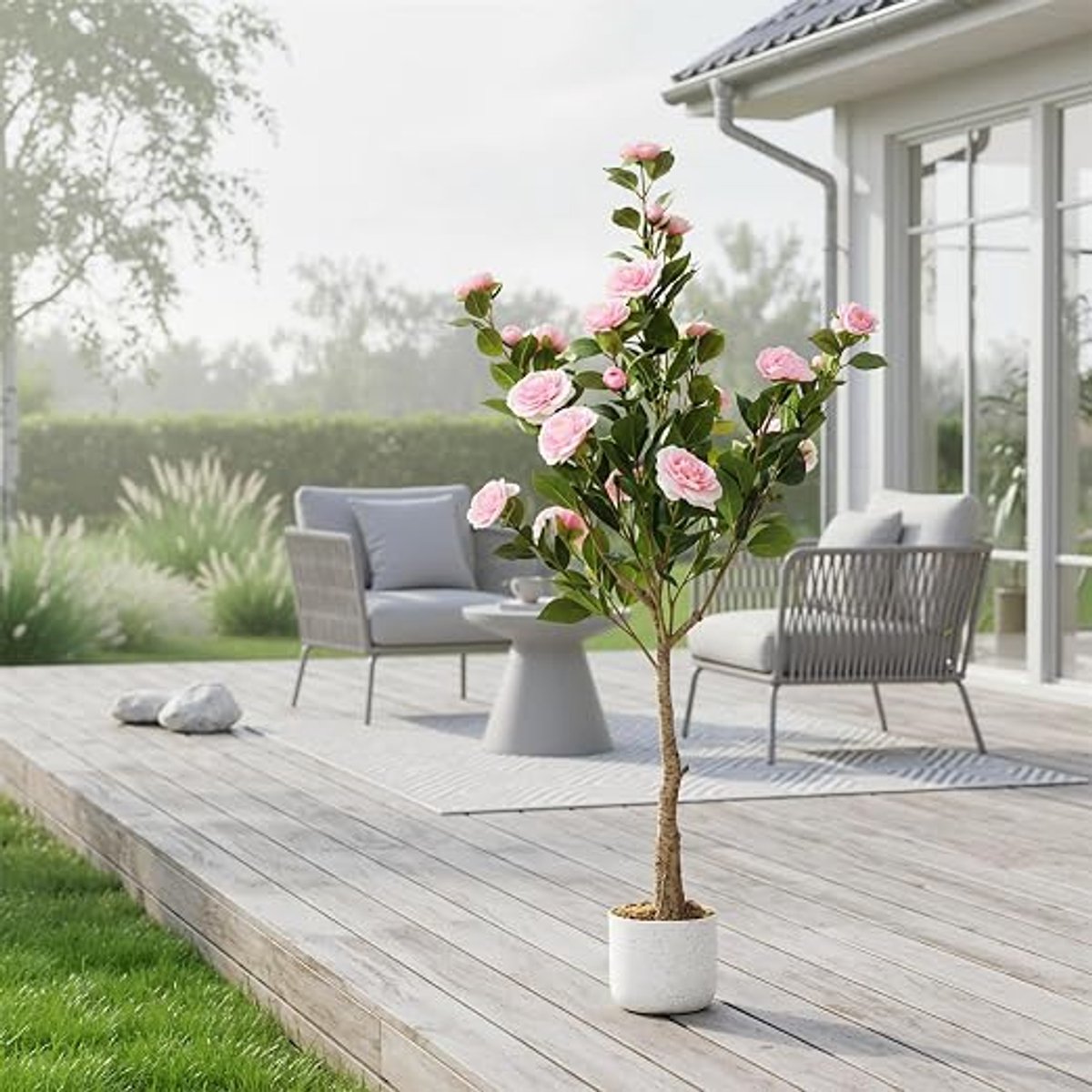 Danky - Kunstbloem Camellia Boomset - Kleurvast materiaal - Veelzijdige decoratie