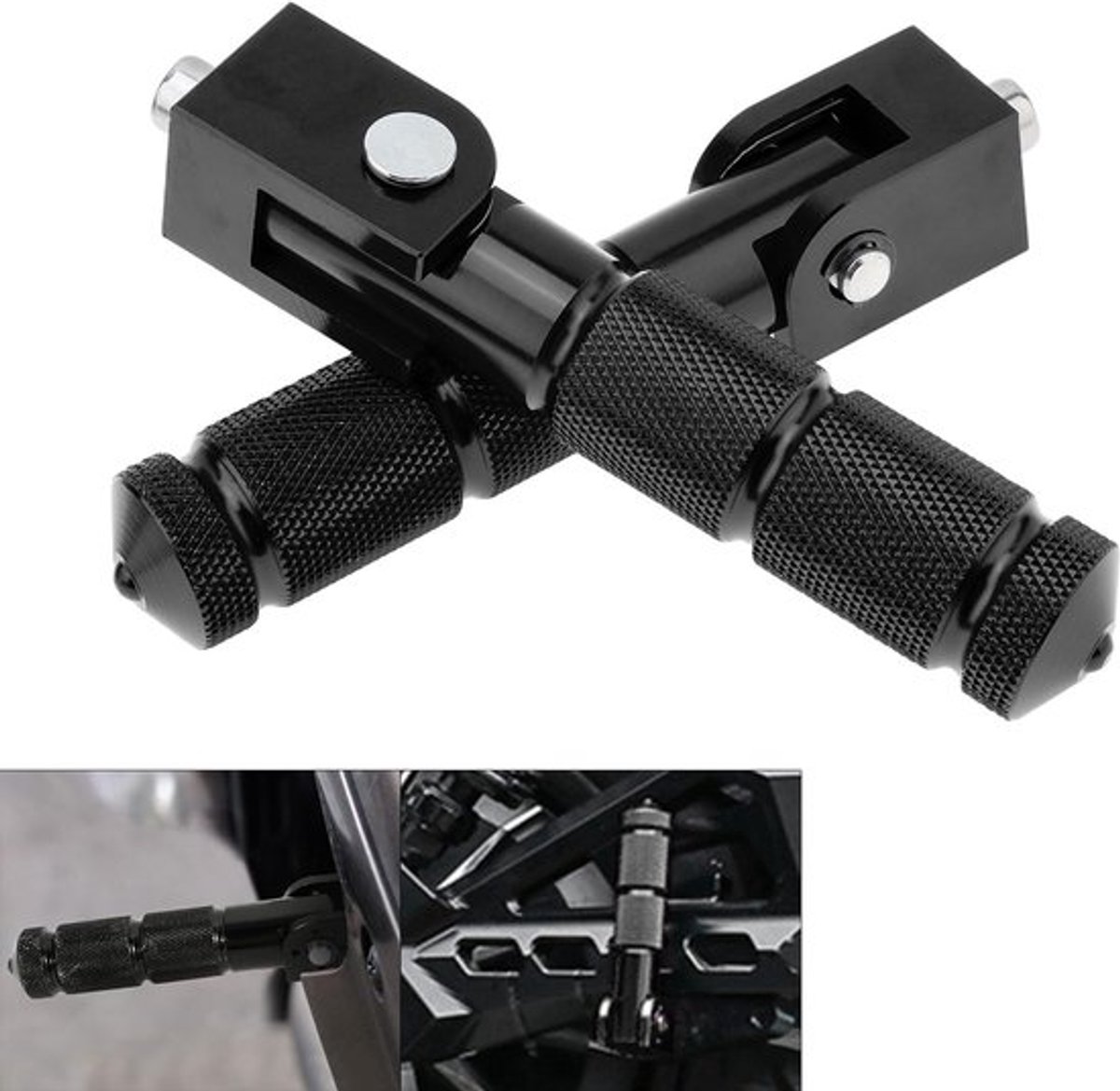 KZQ Opklapbare motorpedalen - Universele motorpedalen - 1 paar/2 stuks - Fietspedalen - Universeel 8 mm - 90 graden opklapbaar - Aluminiumlegering - Zwart