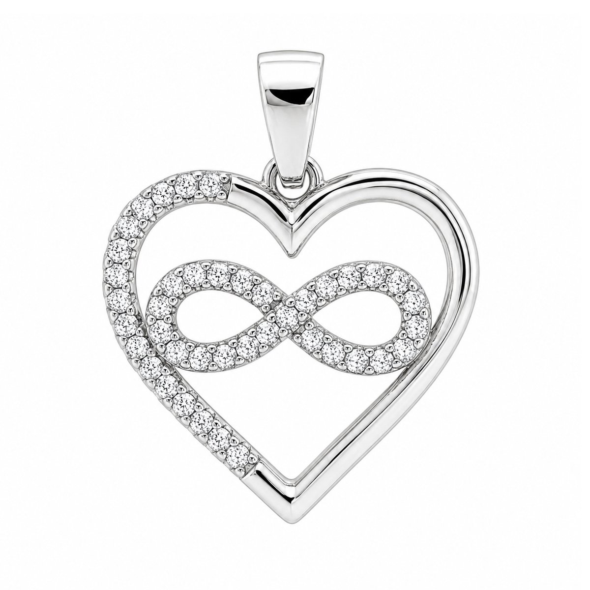 Juwelier Zwartevalk - Zilveren (gerhodineerd) hartje met infinity hanger - 24.413