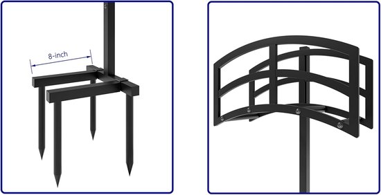 Vrijstaande tuinslanghouder hanger, zware metalen waterslanghouder opslag standaard rek, houdt 45 m slang voor buiten, terras, gazon en tuin, zwart — afbeelding 3