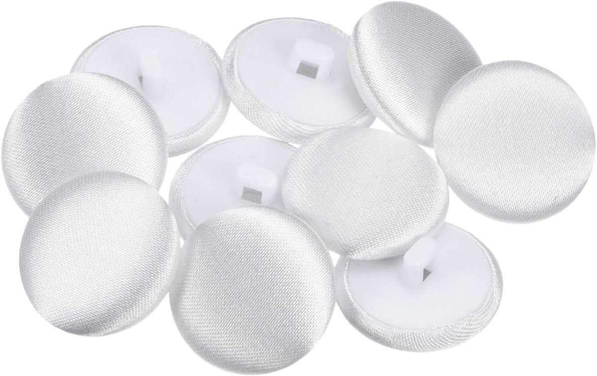 Knopen, 20 mm, ronde kunststof knopen voor kleding, jurken, blouses, accessoires, naaien, wit