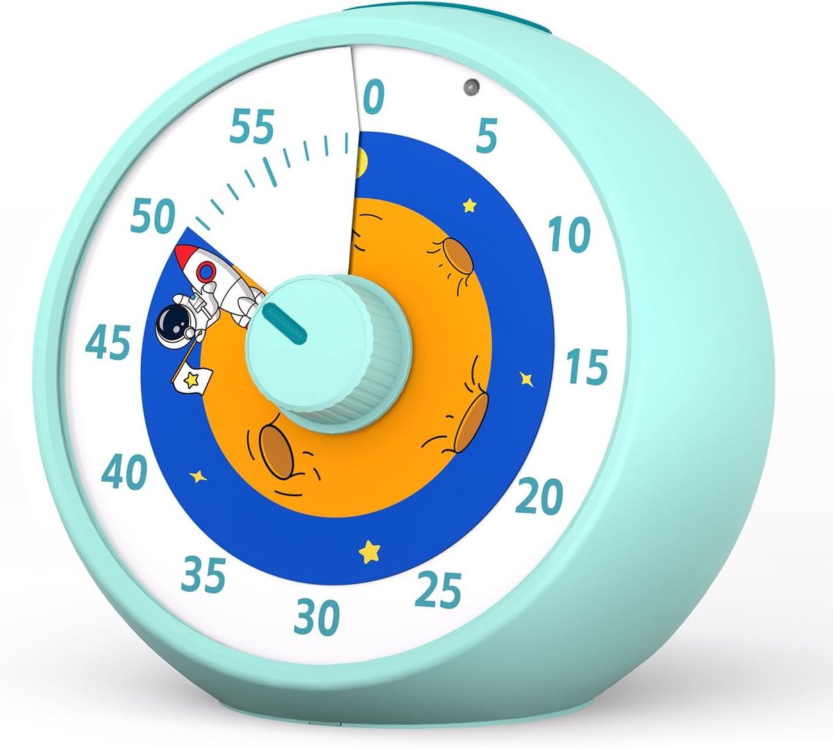 timer voor kinderen, 60-minuten afteltimer voor klas, kantoor & keuken, bureau-timer met stiltefunctie, Pomodoro-time met regenboogpatroon (Planeet Blauw)