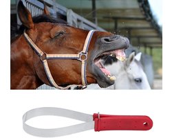 gemakkelijk schoon te maken, roestvrij staal, schuurschraper, paardenzweetschraper, comfortabele grip, roestbestendig voor het afstoten van paarden