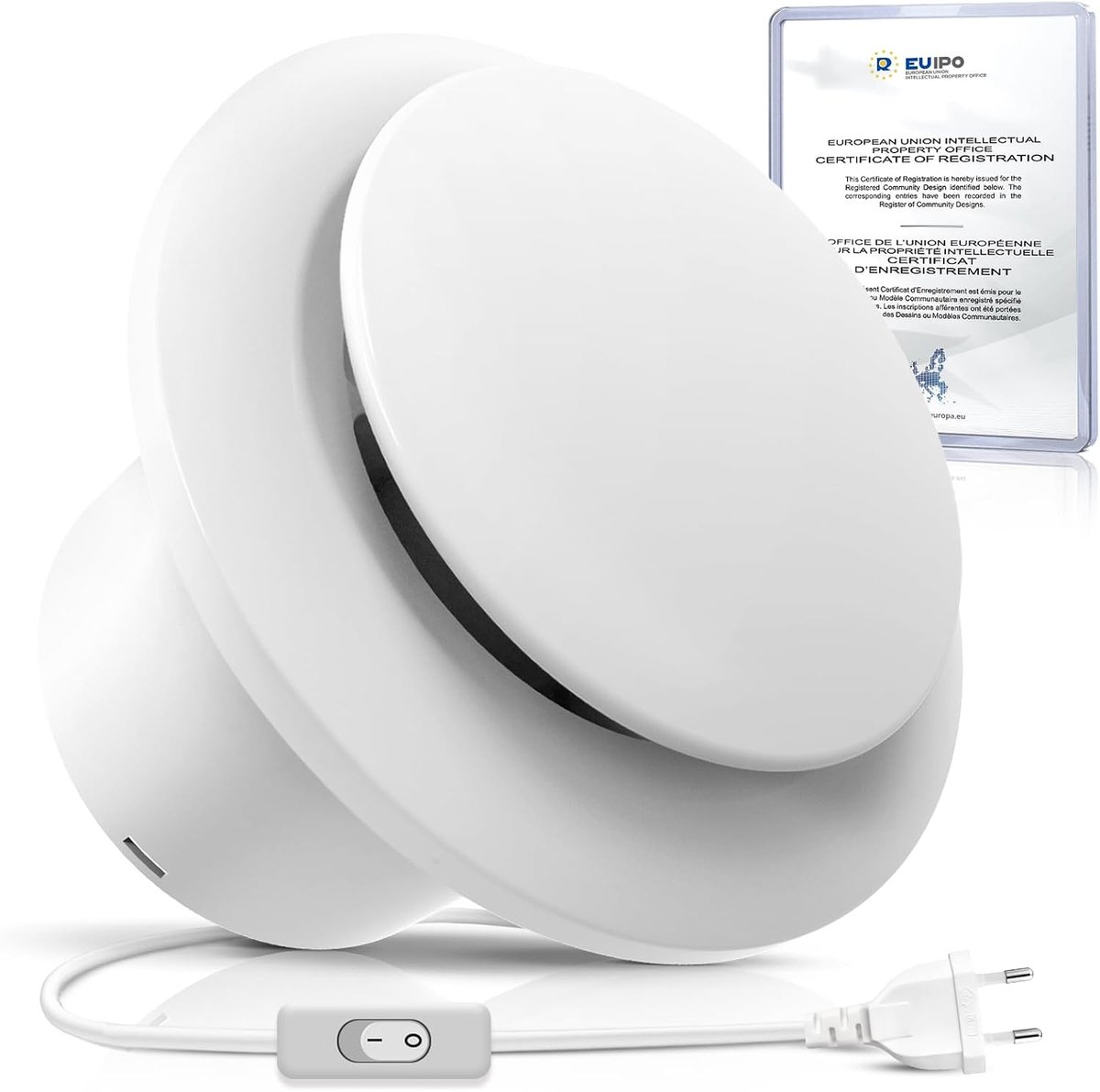 Badkamerventilator, 100 mm met schakelaar, stille afvoerventilator, 12 W, 130 m³/u, sterke ventilatie, wandventilator met 1,5 m netsnoer, geluidsarm, badkamerventilator voor badkamer, keuken