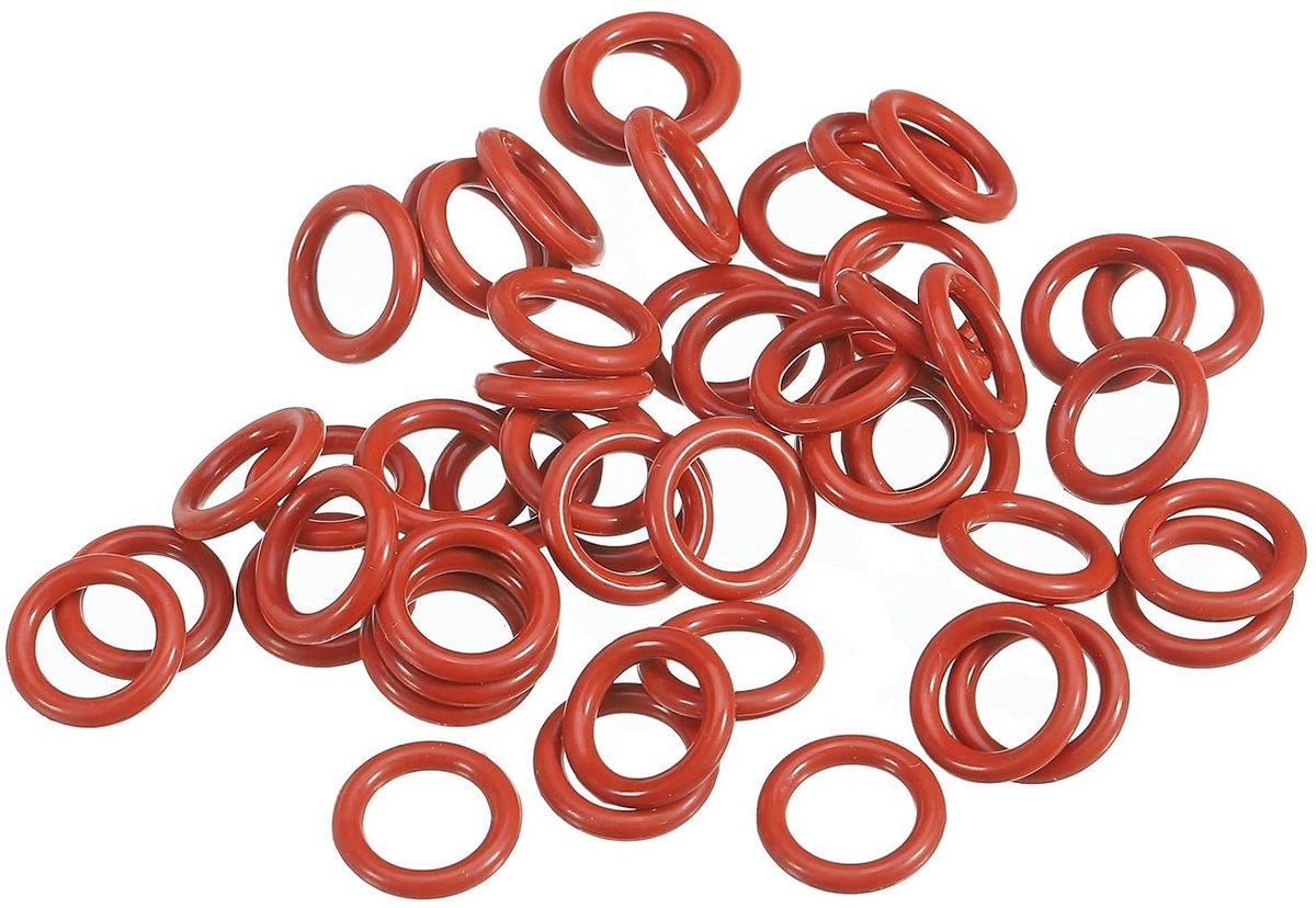 O-ring siliconen 12 mm OD 8 mm ID 2 mm breedte, 100 stuks metrische afdichting Vmq vervanging voor reparatieventielen hydraulische compressor, rood