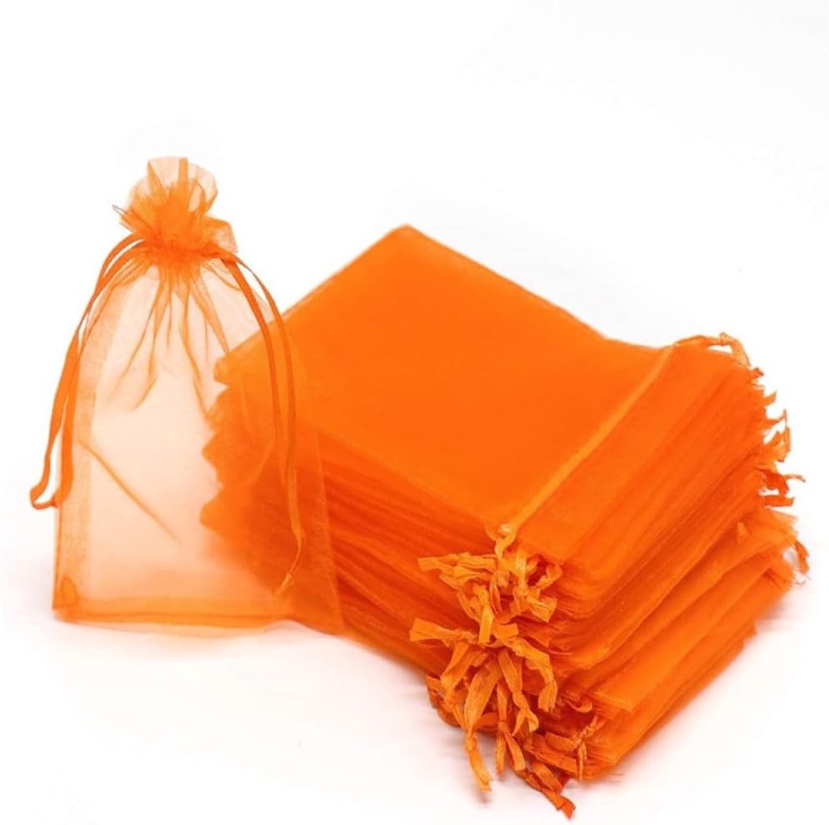 100 stuks Organza Zakjes 9x12 cm, Cadeauzakjes Organza Zakjes, Cadeau Sieraden Bruiloft Snoepzakjes voor Bruiloften (oranje)