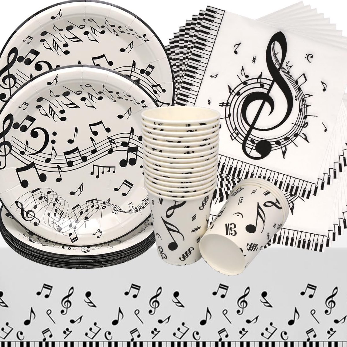 61 stuks muziek verjaardag, feestservies met decoratie verjaardagsborden, kopjes, servetten voor muziekfeesten