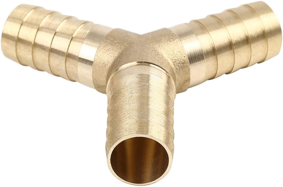 METERXITY Messing buis weerhaken schroefverbindingen - 19 mm diameter messing weerhaak buis fitting aansluiting toepassing voor waterbrandstof (Y gevormd 3-weg)