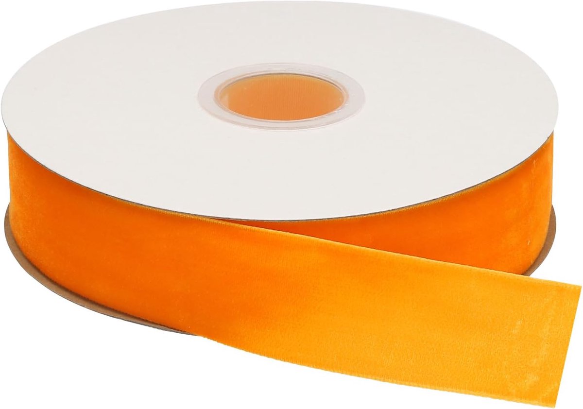 Fluwelen lint 3/4" x 15 Yard Eenzijdige spoel Zijdeachtig voor Ambachten Geschenkverpakking Strik Decoratie Oranje