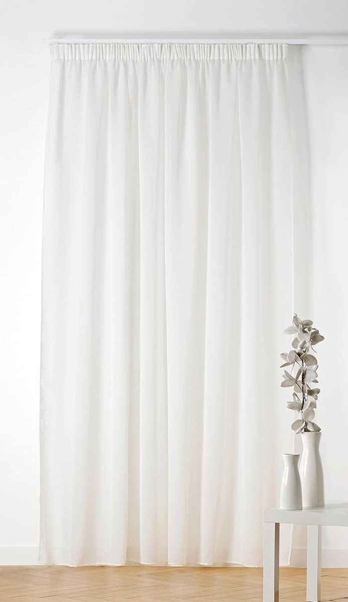 - Gordijn met lus - afwerking met plooiband - ecru - grote breedte 240 x 260 cm - 100% polyester - collectie Boucline