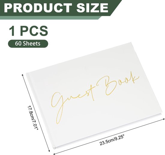 Gastenboek, Bruiloft Gastenbord Tekenboek Receptie Handtekening Boek Feestdecoraties Benodigdheden voor Verjaardag Bruidsdouche, Witte Woorden — afbeelding 5