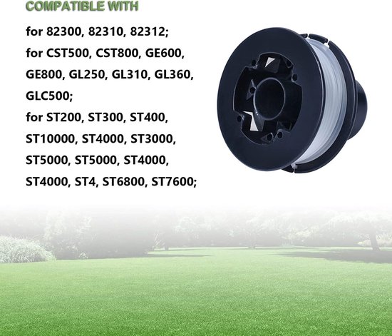 A6226-XJ draadspoel compatibel met Black Decker GL250 GL310 GL360 grastrimmer en grasmaaiers, 4 stuks - Geschikt voor GL360 82300 82310 82312 CST500 grastrimmers en grasmaaiers, gemaakt van nylonhars, automatische voeding — afbeelding 2