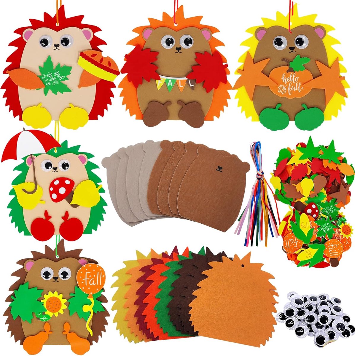 8 Pack Pompoen Egel Herfst Ambachten voor Kinderen Herfst Thanksgiving Dag Decoratie Egel Pompoen Foam Stickers DIY Herfst Halloween Kunst Craft voor Jongens Meisjes Herfst Herfst Party Supply