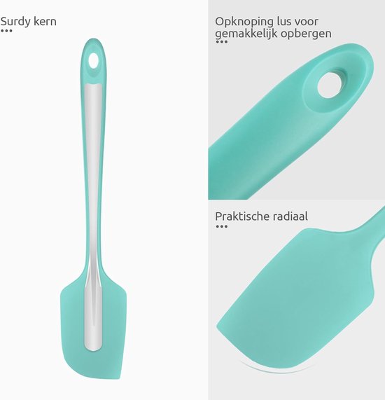 Spatels 2 Stuks Hittebestendig tot 315℃ (Wintertaling) - Antiaanbaklaag Flexibele Naadloze Deegschraper Bakken Koken Siliconen Lepel, Spatel met Nylonkern voor Mengen Roeren Schrapen — afbeelding 4