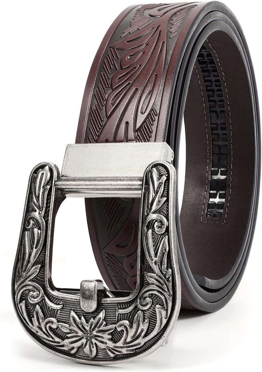 Heren Ratchet Western Riem Lederen Cowboy Riemen voor Mannen met Automatische Westerse Gesp Riem voor Jeans Kerstcadeaus