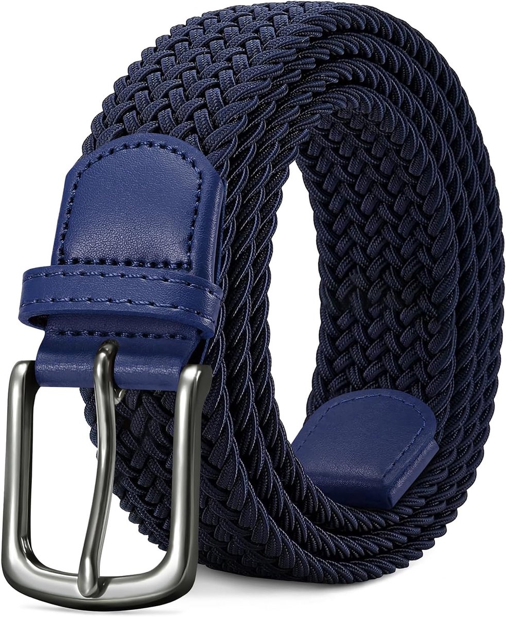Stoffen Riem Stretchriem Gevlochten Riem Elastisch Voor Heren & Dames Breedte 3,5 cm Blauw Lengte 130 cm Unisex Design