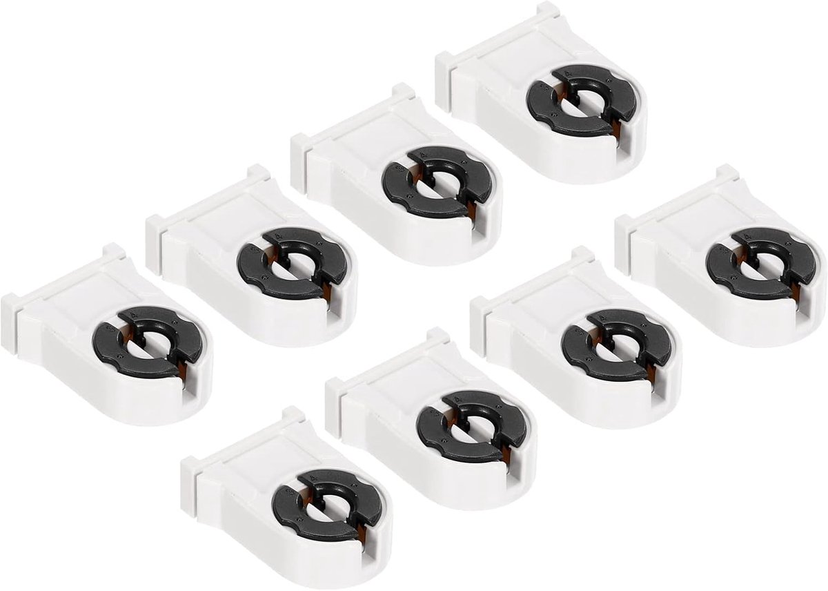 8-pack T8 lamphouder G13 basis niet-afgeschermde lampvoet voor LED TL-buis vervanging wit zwart