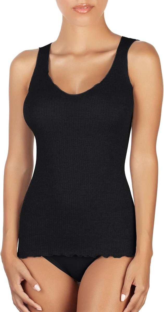 Luxe wol zijde V-hals tank top. trots gemaakt in Italië. (Art.1492)