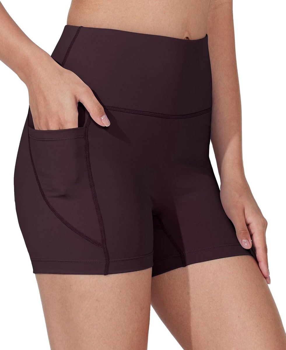 Shorts voor dames, hoge taille, buikcontrole, sneldrogend, met binnenvoering, zakken