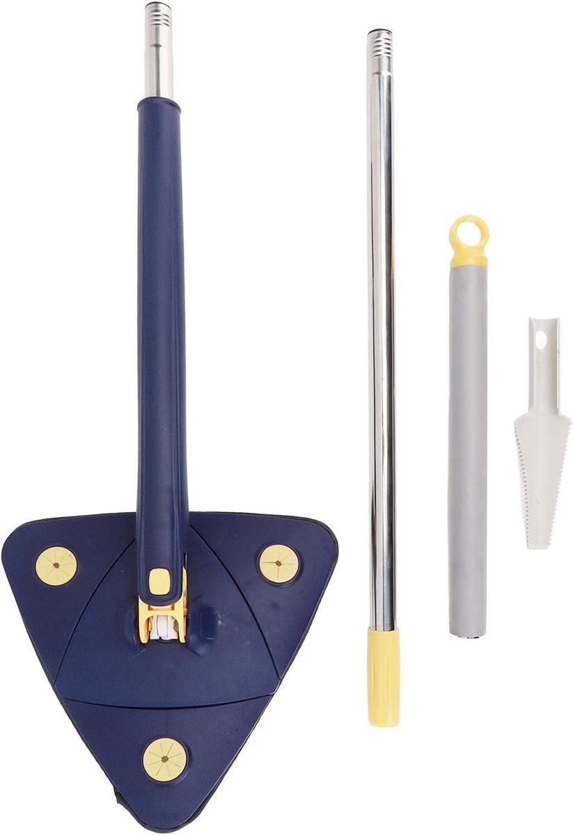 Spin Mop, Driehoekige Reinigingsmop, Driehoekige Telescopische Dweil Draaibare Verstelbare Dweil, 360 Graden Draaibare Wandreinigingsmop voor Vloer, Plafond, Raam,