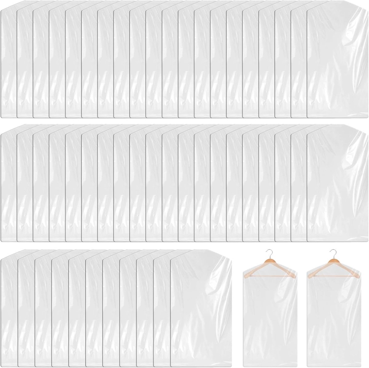 60 stuks transparante kledingzakken: 60 x 110 cm stofdichte hoes kledingzak pak hangende kledingtassen kleding stofbescherming stomerijzakken