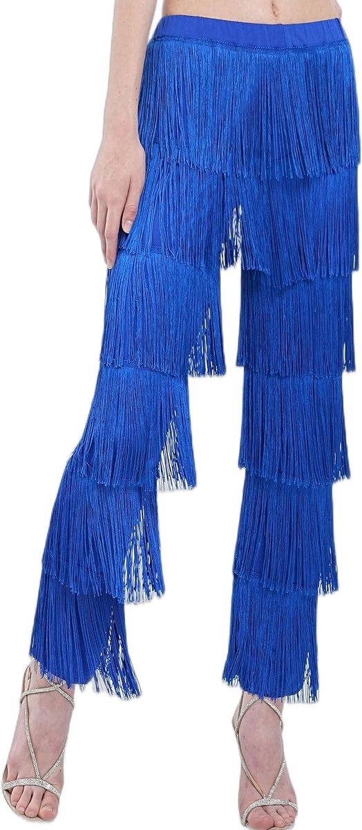Vrouwen 7 Tier Kwastje Latin Dance Pant Ballroom Dance Professionele Zwart Volwassen Fringe Praktijk Broek