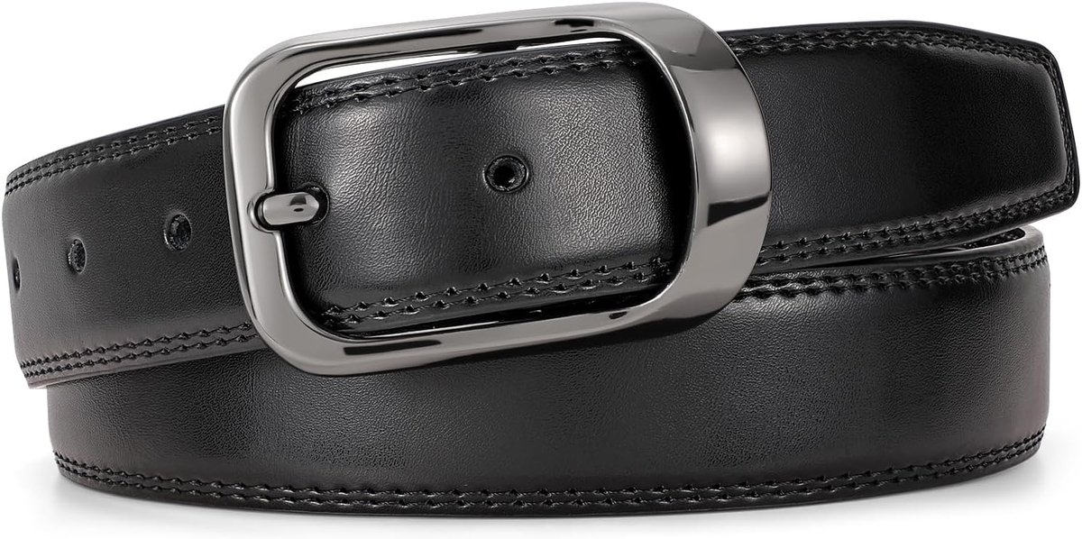 Leren riem voor heren, casual riem voor jeans, broeken, werkkleding en uniform met enkele pong-gesp