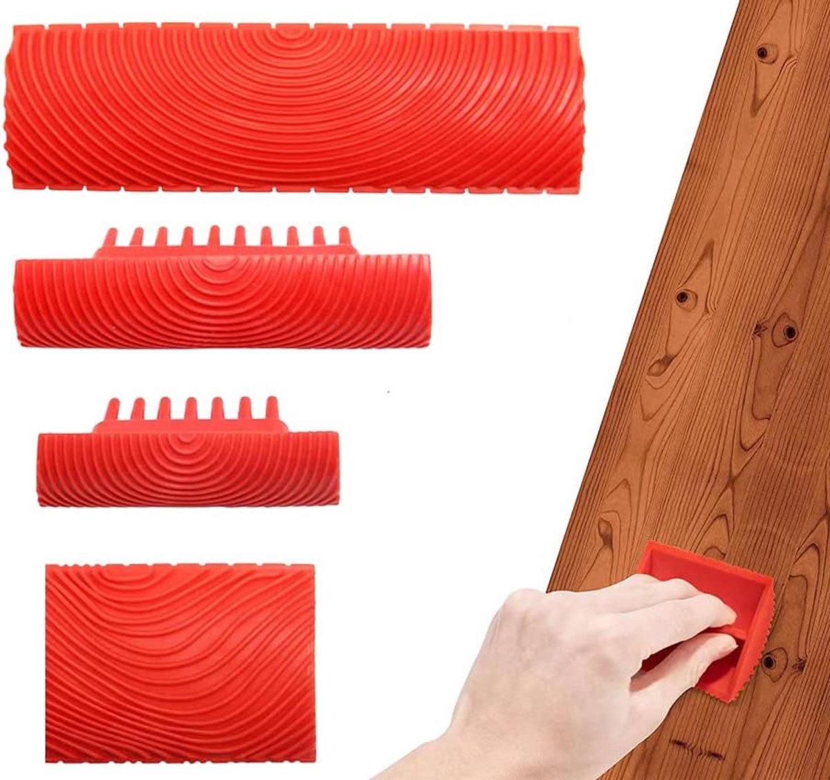 - 4 STUKS rubber imitatie houtnerfgereedschap - Empaistic imitatie houtnerfgereedschap - rubber DIY nerfschilderijgereedschap huishoudelijke muurkunstverf voor