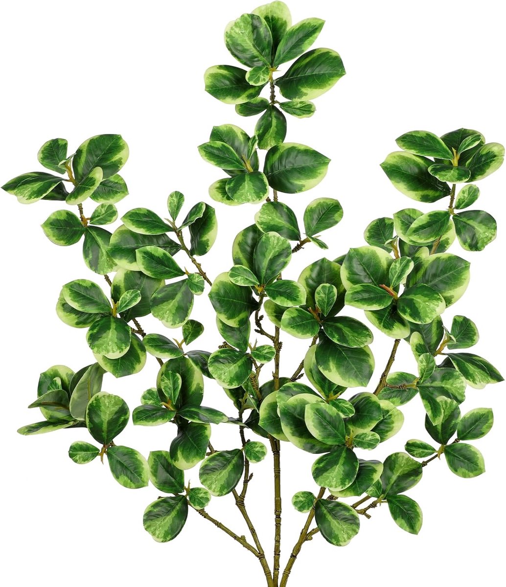 3 stuks kunstmatige groenstengels 91,9 cm lange steel kunstmatige ficus bladeren takken nep gradiënt groene bladeren faux gebladerte stengels voor vaas bloemstukken thuiskantoor bruiloft decor