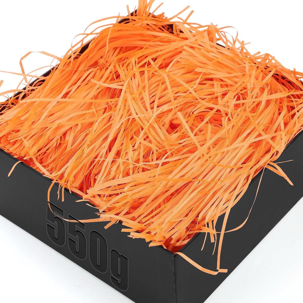 550 g vulmateriaal, cadeau, oranje, versnipperd papier voor geschenkdoos, verpakkingsmateriaal met strikken, hamper Shred Raffia, vulmateriaal voor pakketten, geschenkdoos, presentmand