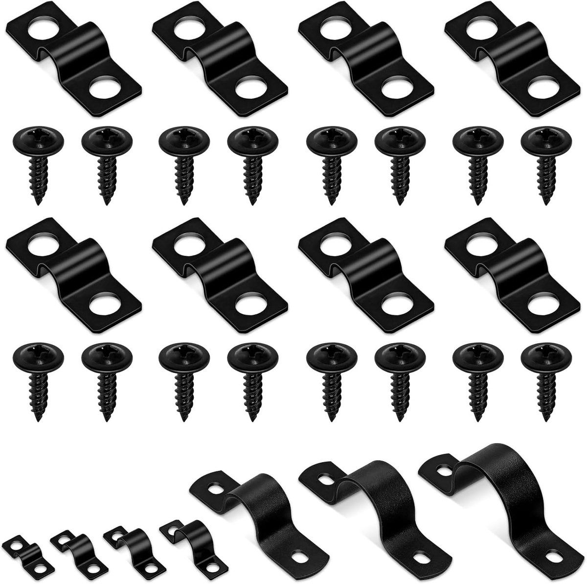 25 stks 5mm Pijp Bandklem, Zwart Koolstofstaal 2 Gat Strap Heavy Duty Stijve Pijp Strap U Beugel Buis Strap Kabel Klem Hanger Spanbuis Clip met schroef voor Pijps Buis Kabel Bevestiging