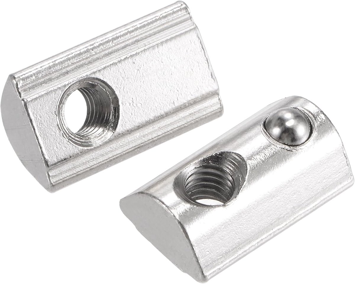 sourcing map 5 stuks M6 T groefstenen, roll-in veergroefstenen met kogel, koolstofstaal voor 4040-serie aluminium profielrail met 8 mm sleuf