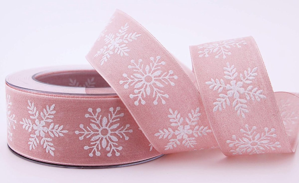 decoratielint Kerstmis snowflakes cadeaulint natuur katoen stofband landhuis kerst met sneeuwvlokken
