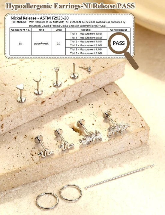 16G/18G/20G chirurgisch staal Tragus piercing sieraden Labret piercing sieraden Draadloze Push in neus Studs Tragus oorbellen Flat Back Tragus Stud Lip Medusa Helix piercing sieraden 6/7/8MM — afbeelding 3