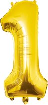 Folieballon 1 - 86 cm - Goud - geschikt voor helium of lucht - incl. papieren rietje