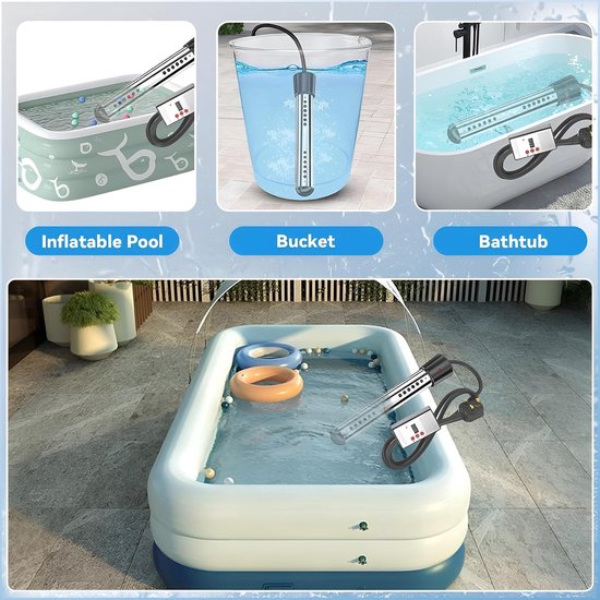 Elektrische Dompelverwarmer - 2000W - Dompelaar - Snelwaterverwarmer - Slimme timer - Waterverwarmer - Zwembadwaterverwarmer - Reisdompelaar - Draagbare - Veilig & Duurzaam - Voor Bad, Emmer & Voetenbad - Automatische veiligheidsuitschakeling — afbeelding 4