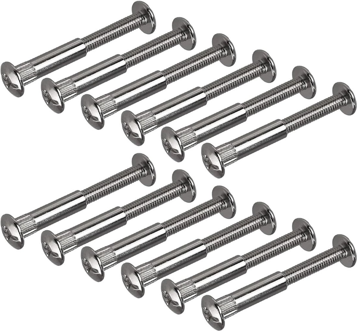 Set van 12 M6 sleeve schroeven - verbindingsschroeven voor houten planken, kasten en meubelconstructies, ideaal voor stevige verbindingen en eenvoudige montage