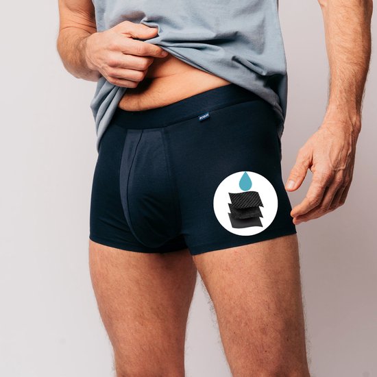 Robin Underwear Sous-vêtements Lavables pour Incontinence Homme - Taille XXL - Bleu Marine - Sous-vêtements Anti-fuite et Absorbants pour Incontinence Légère et Gouttes jusqu'à 70 ml