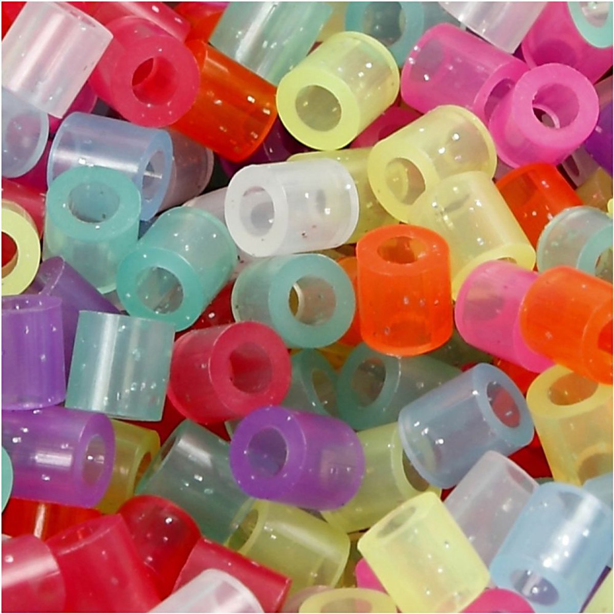 Strijkkralen, afm 5x5 mm, glitterkleuren, medium, 30000 assorti
