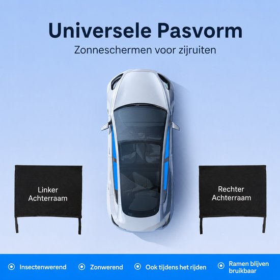 Achterruit Zonnescherm Auto - 2 Stuks - Powernet - Klittenband — afbeelding 3