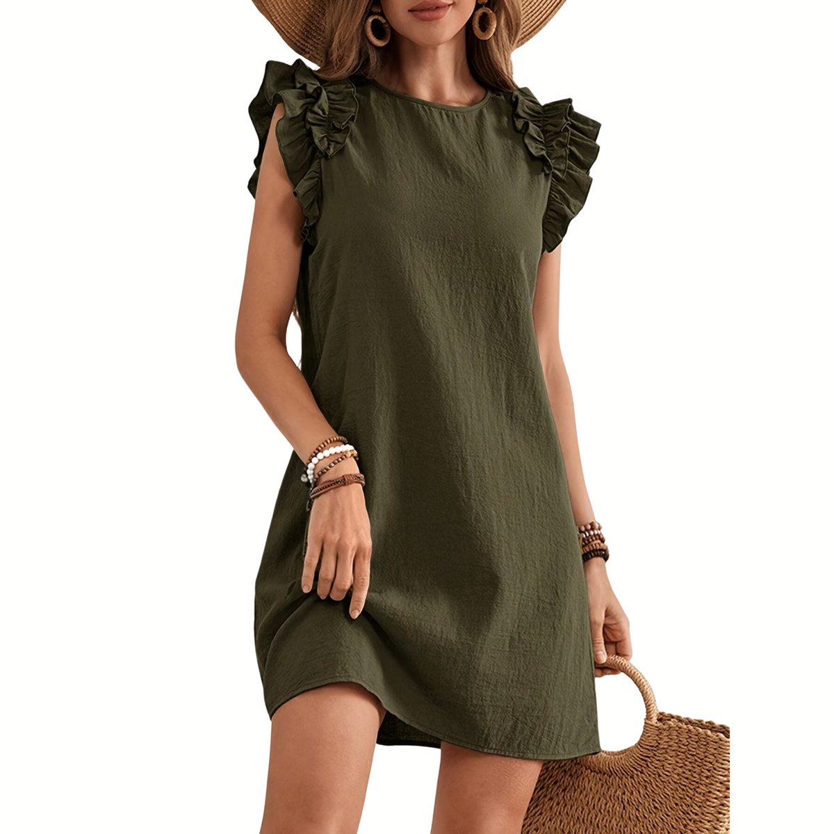 Currero Zomerjurk Dames Zomerjurken Volwassenen Vrouwen Midi Jurk Ibiza Stijl Sundress Dress Koffie XL Bruin