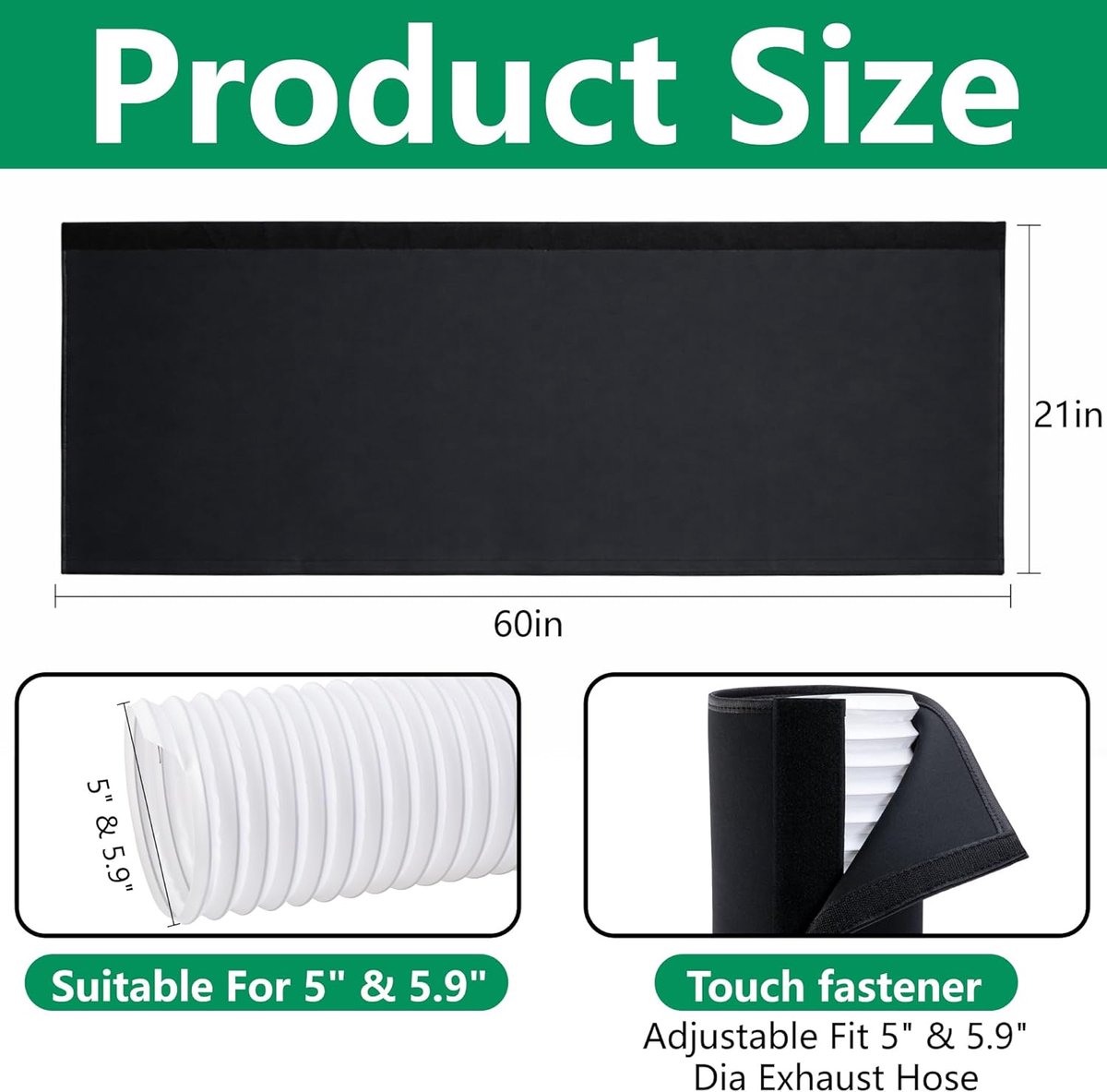 Airconditioner slanghoes - 150 x 53 cm - Airconditioner slangbeschermer - Met 3 gespbanden - Verstelbare airco slang isolatiehoes - Airconditioner kanaalisolatie - Isolatiehoes voor mobiele airco-slangen - Beschermhoes voor afvoerslang - Zwart – foto 4