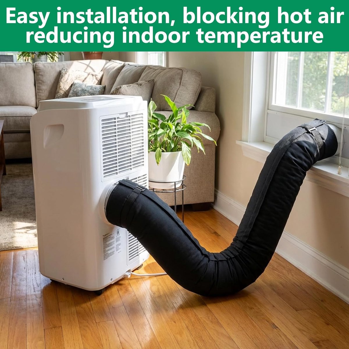 Airconditioner slanghoes - 150 x 53 cm - Airconditioner slangbeschermer - Met 3 gespbanden - Verstelbare airco slang isolatiehoes - Airconditioner kanaalisolatie - Isolatiehoes voor mobiele airco-slangen - Beschermhoes voor afvoerslang - Zwart – foto 6